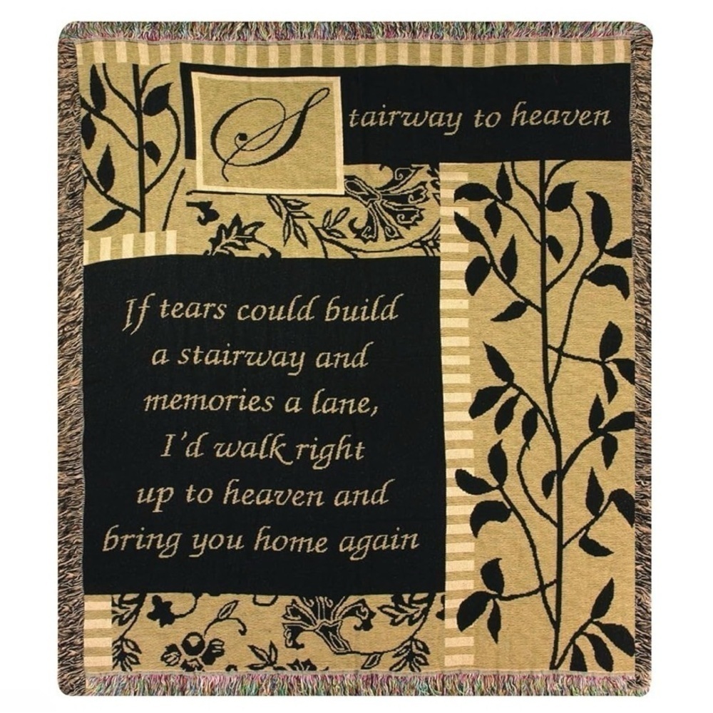 Manual woodworkers & weavers 50 X 60 tapestry throw stairway to heaven